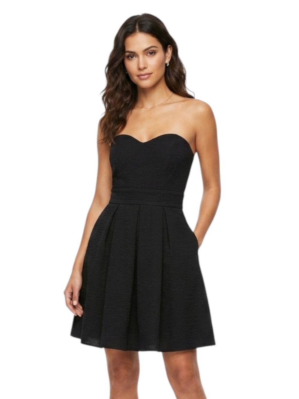 Lauren James Corbin Dress Black Size XS Mini Seersucker Preppy Old Money Coastal